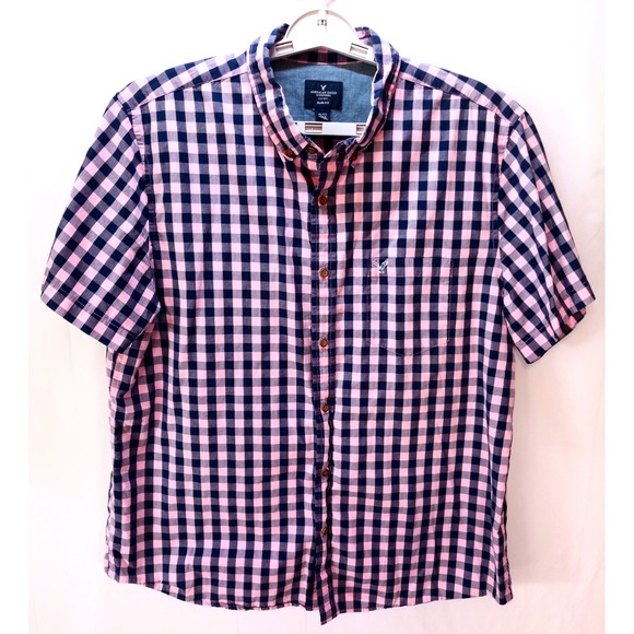 American Eagle Outfitters Other - American Eagle Button Down Slim Fit Men's Shirt, XL Pink & Blue Check